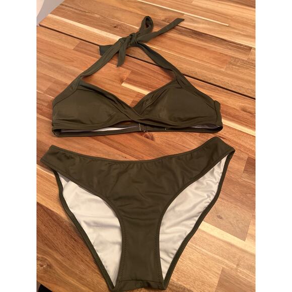 Victoria's Secret Pink Other - Victoria’s Secret‎ PINK dark olive green cheeky bikini set size medium ￼
